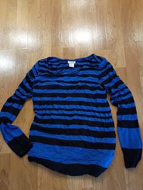 Motherhood Blue and Black Striped Maternity Top
